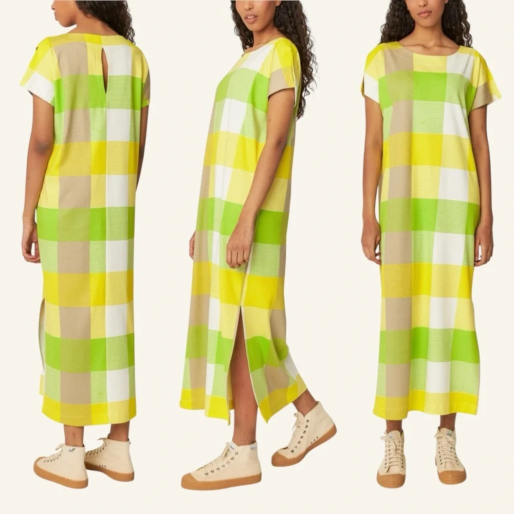 SKFK‎ Iris Neon Checkered Maxi Shirt Dress